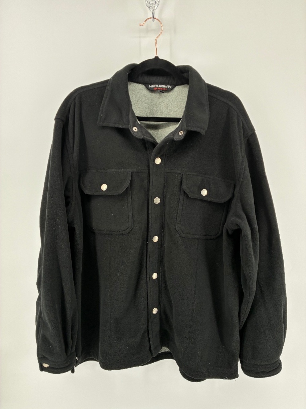 Black Fleecey Snap Button Outdoor Sweater Jacket